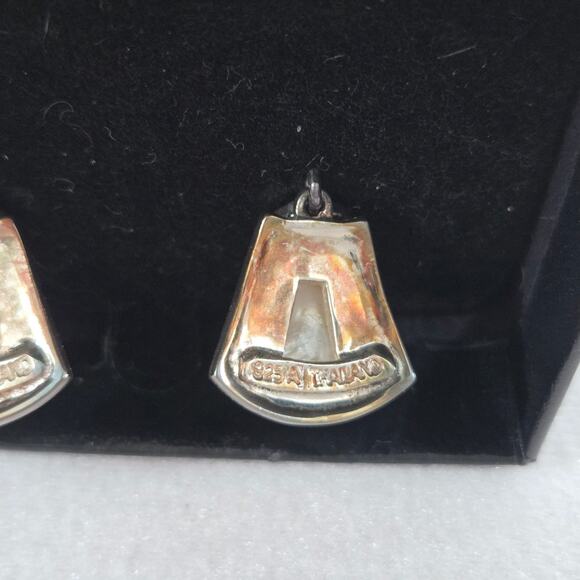 Marcasite & Mother of Pearl Dangle Earrings Thailand 925 A Sterling Silver NEW - Picture 12 of 12